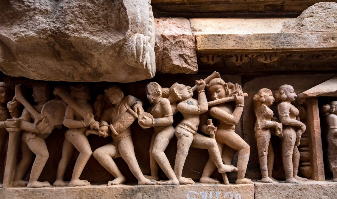 Close up genre stone carving in Lakshman Temple