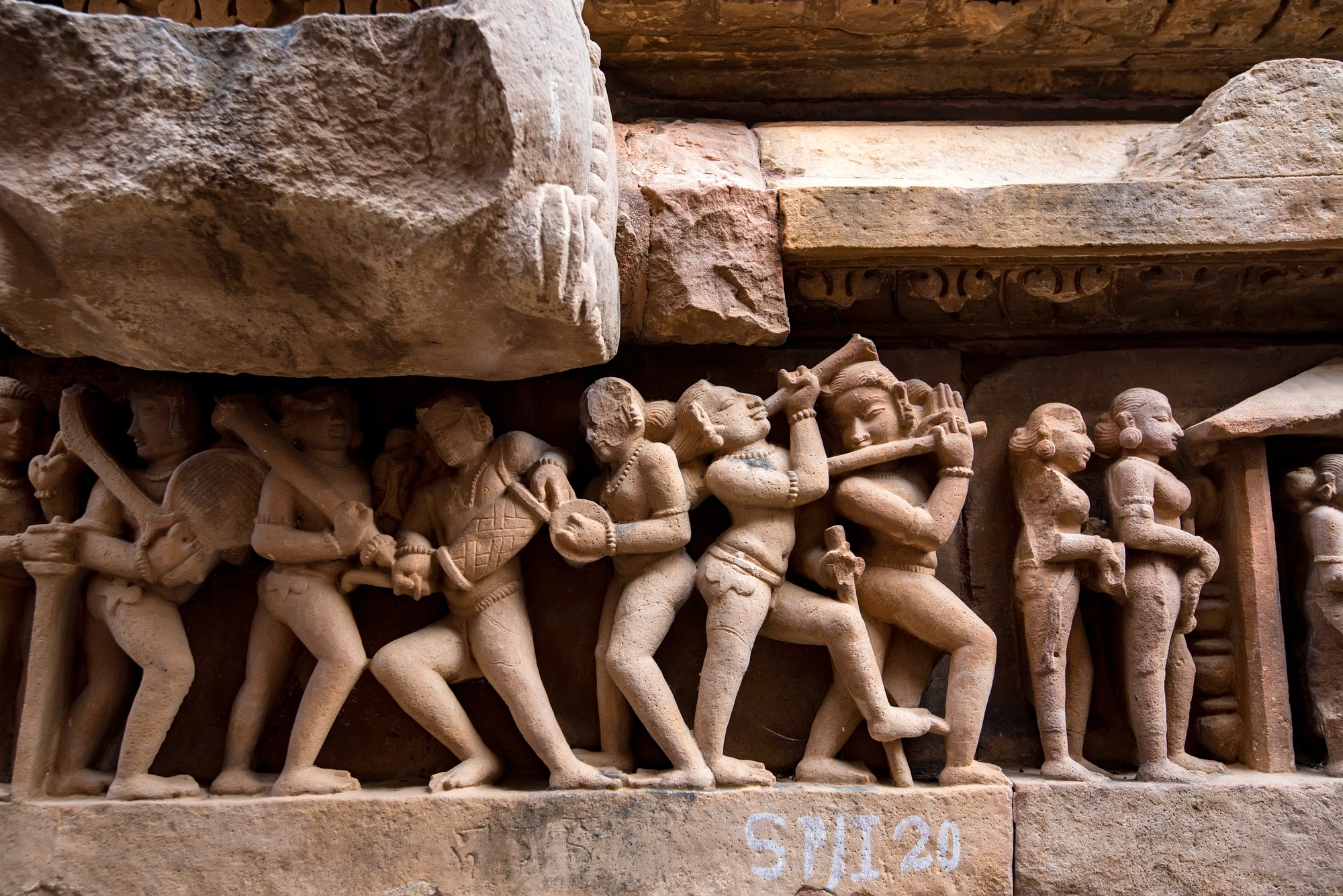 Close up genre stone carving in Lakshman Temple